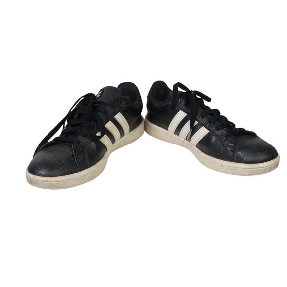 Adidas Cloudfoam Advantage Black Leather White Stripe Sneakers Men's 7.5 - Picture 3 of 8